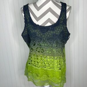 - Oso Casuals Dip Dye Crocheted Tank Size Large New